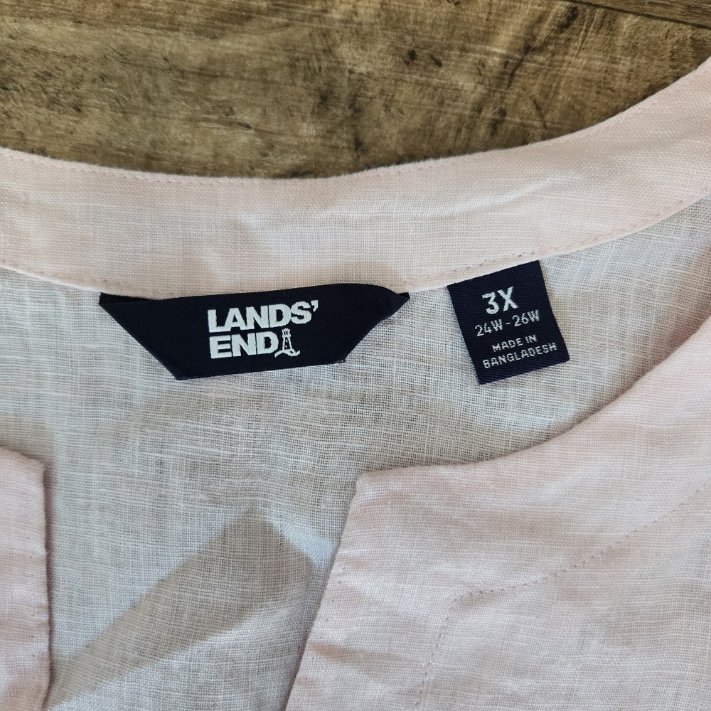 Lands' End Womens Linen Light Pink Blouse 3X 24W-26W - Picture 2 of 2